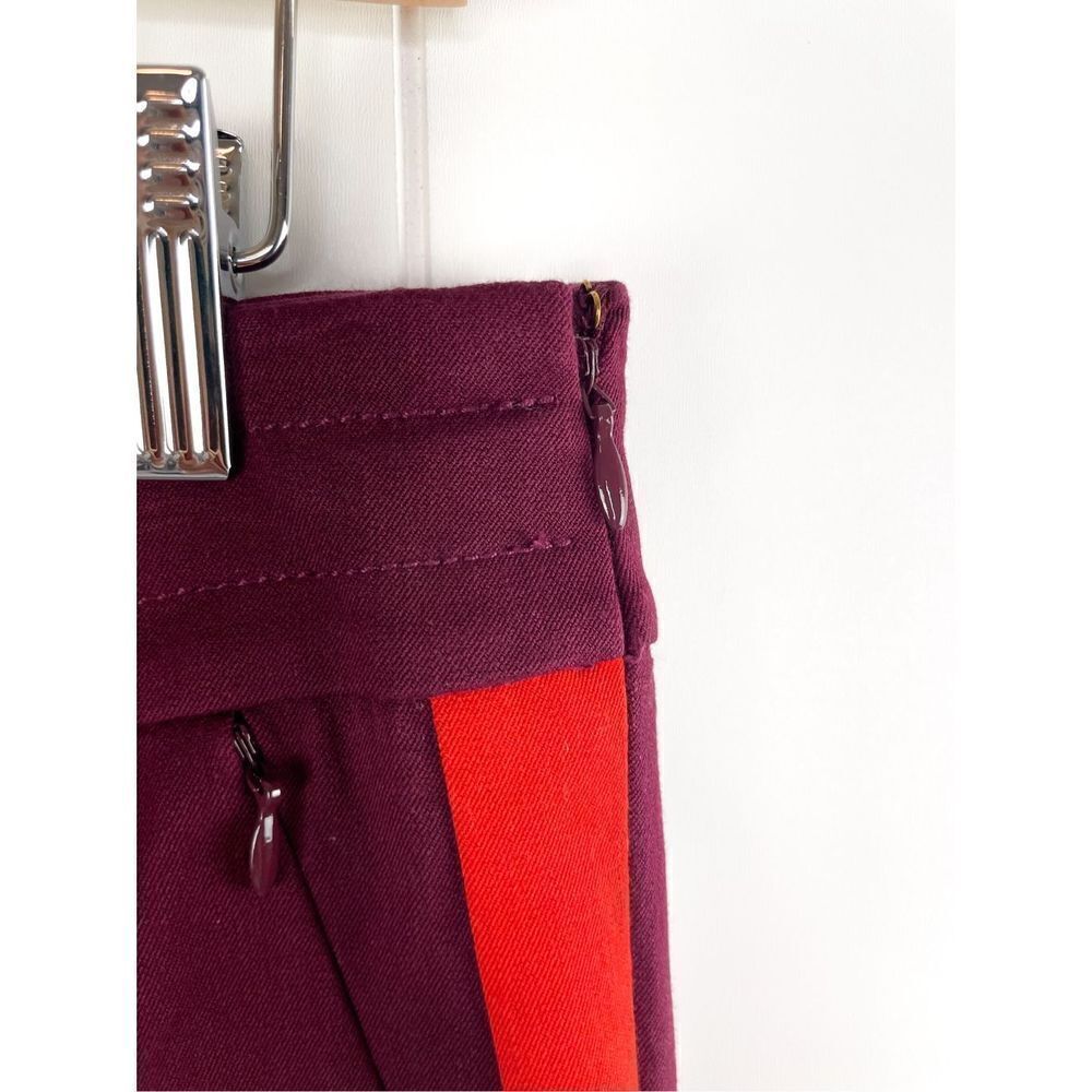 Anthropologie The Essential Slim Striped Trouser Burgundy and Red Size Stripe 4 - Picture 8 of 10